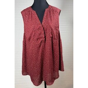 Torrid Harper Red Polka Dot Sleeveless V Neck Tunic Top Women Size 1x hi low